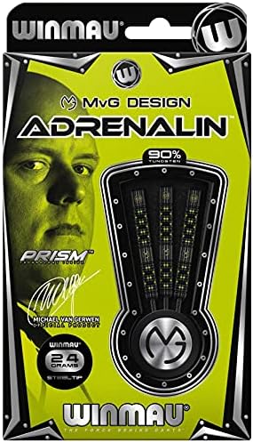 Winmau Michael van Gerwen MVG Adrenalin 24 Gram Tungstênio Darts com voos e caules