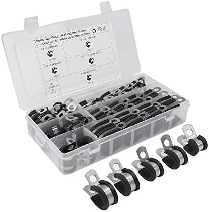 50 PCS Kit de sortimento de grampos de cabos Grampos de linha de almofada de aço inoxidável Grampos de linha 5 tamanho diferente