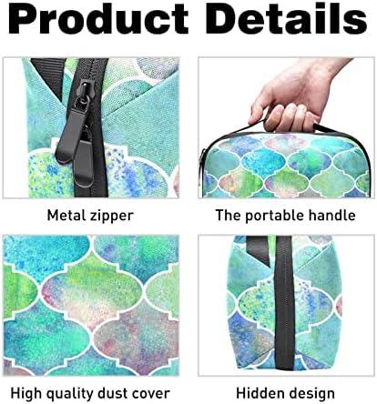 Art Turqueise Mermaid Scale Electronics Organizer, Saco de armazenamento de cabo de cabo à prova d'água para viajar em casa,