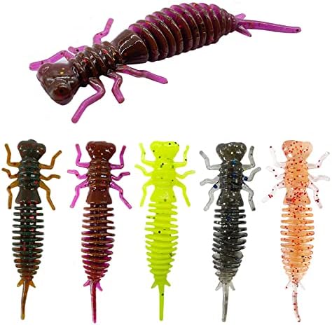 Bombened 30pcs Dragonfly Larva Lures de pesca, iscas de peixes de pesca de plástico macio iscas de tipo de tipo de peixe,