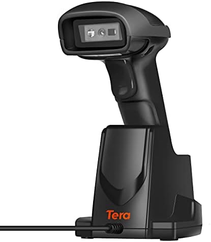 Scanner de código de barras sem fio Tera 1d 2d QR com base de carregamento USB Código de barra de barra de mão Scanner Automático