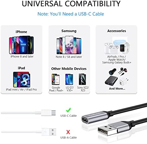 Yootech USB C a USB Adaptador [3 pacote] 6,3 ​​”Tipo C fêmea para USB Adaptador de cabo do carregador de conversor masculino