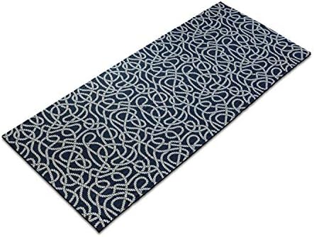 Toalha de tapete de ioga azul náutica de Ambesonne, cordas marinhas de repetição marítima emaranhadas, impressão de repetição marítima,