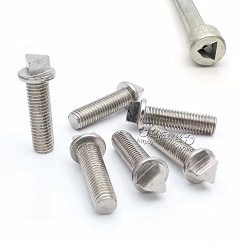 6pcs M10 x 35 mm Segurança anti -roubo de aço inoxidável Triângulo parafusos da cabeça do flange parafusos + chave