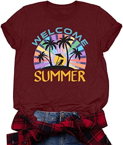 Camisas de praia do sol do sol da mulher Tamarda de praia Férias engraçada de verão Hawaiian Manga curta Crewneck Tee GRAPHIC TOP