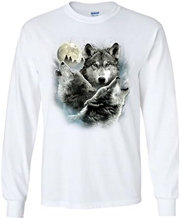 Camiseta de lobo uivante de lobo comprido camiseta selvagem selvagem animais natureza lua tee