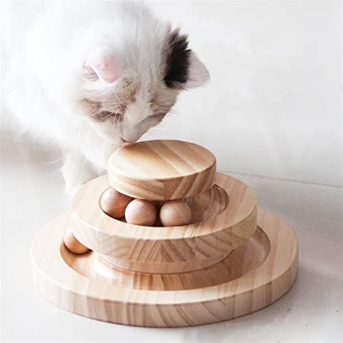 Jinyawei interativo básico de madeira Basik Pet Cat Toy Cat Game Toys Pet Smart Track com bolas Funções de brinquedos de gatinho