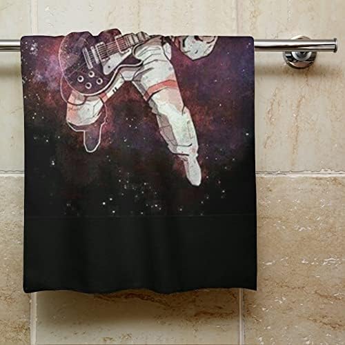 Astronauta de rocha com guitarra em toalha de pano de pano espacial 28,7 x13.8 face panos de fibra superfina toalhas altamente