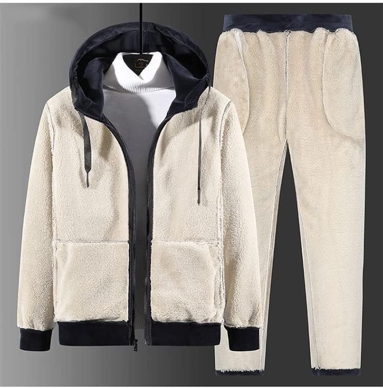 Menina de trilhas quentes de trilhas de inverno Conjunto de veludo de espessura duas peças definidas com lã de inverno jaqueta