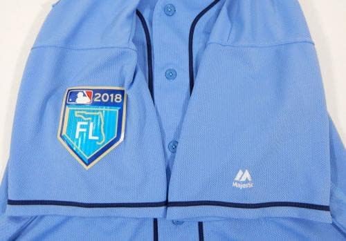 2018 Tampa Bay Rays Johnson 96 Game usou Blue Jersey Spring Training Patch 682 - Jerseys MLB usada no jogo