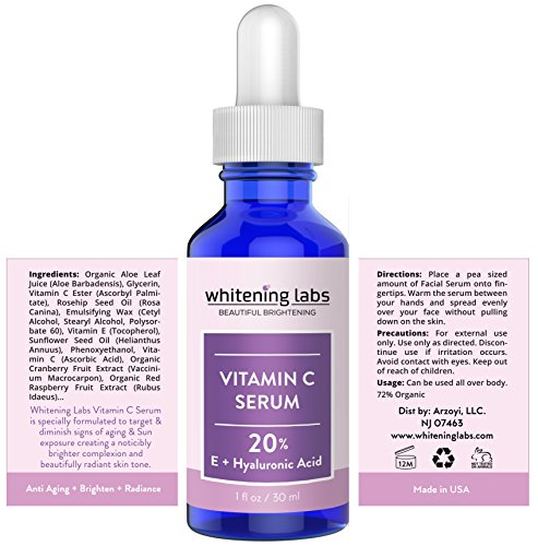 Serum de vitamina C para face com vitamina E de ácido hialurônico 20 %. Soro anti -envelhecimento facial 1 fl oz