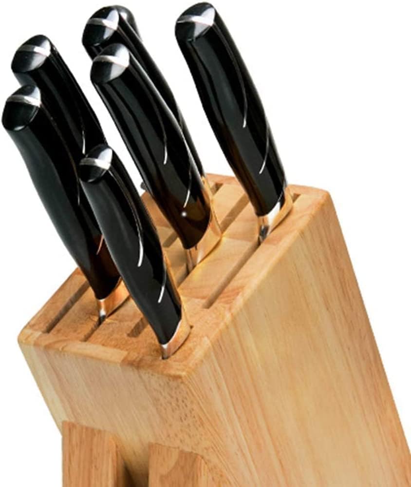 Bloco de faca de madeira de madeira sem facas, bancada Block Block Knife Solder e Organizer com slots largos para facilitar o
