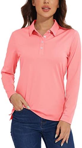 Crysty Crysylly Women's Long Slave Golf Sports Casual Sports Turn Down Collar T-Shirt