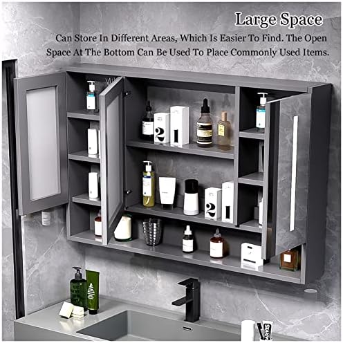 Armário de remédios para banheiro moderno com superfície impermeável, armário de armazenamento de banheiro de madeira montada