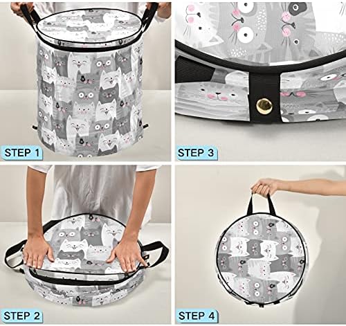 Lucky Cat Pop Up Laundry Horse com tampa de cesta de armazenamento dobrável Bolsa de lavanderia dobrável para camping berçário