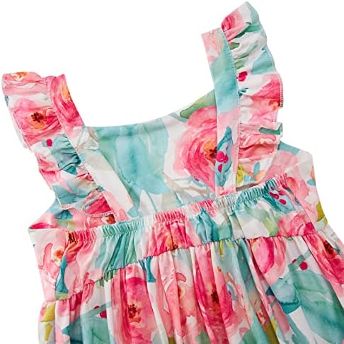 Vestidos de verão meninas vestidos de verão floral manga de traje de vestuário casual sem mangas A-line vestido de
