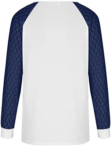 Camisas do Dia dos Namorados de manga longa para mulheres para mulheres lace pura blusa de retalhos Blusa de férias casuais