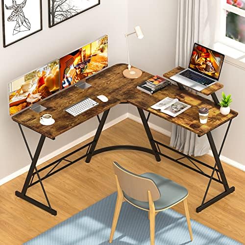 Sr. Ironstone L em forma de mesa, mesa de canto do computador, mesa de jogos em casa, estação de trabalho escrevendo de