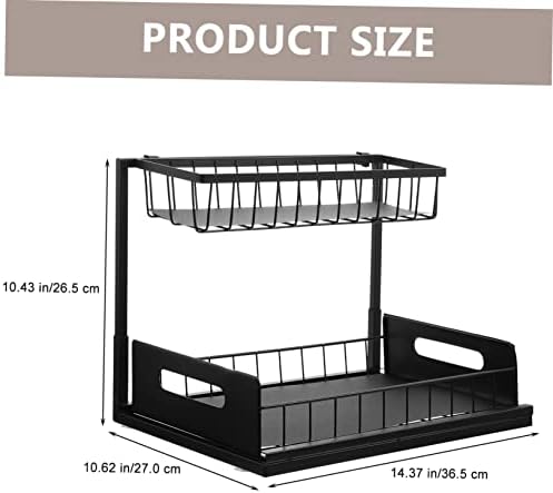 Homoyoyo sob pia de armazenamento de armazenamento Armários de metal de plataforma de armazenamento Armazenamento Puxe as gavetas do armazenamento de cozinha Especiarias de camada dupla rack de temperamento de metal rack ferro preto acessório de cozinha