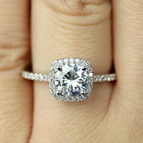 LIOYSIUT 925 STERLING PRATA CZ SOLITAIR SOLITAIRE CRISTAL FEMNIERNA RINGS CUNCIMENTOS DE ZIRCONIA CUBICA PROMECIMENTO DE