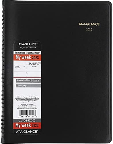 2023 Planejador semanal e livro de compromissos em uma olhada - grande 8 1/4 '' x 11 '' - preto - Calendário de cronograma