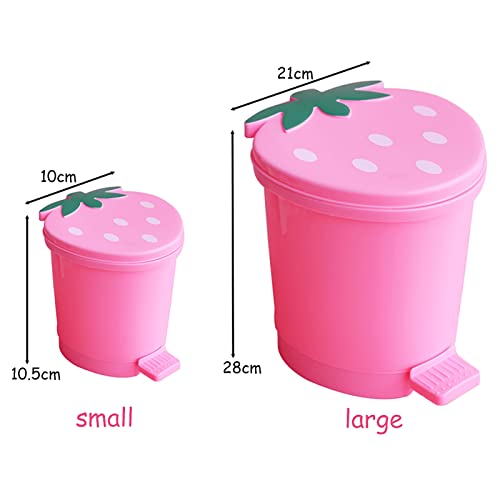 Lata de lixo de morango dramlor, lixo rosa pode mini lixo lixo pode kawaii lixo lixo fofo lata lixo lata de banheiro lixo com