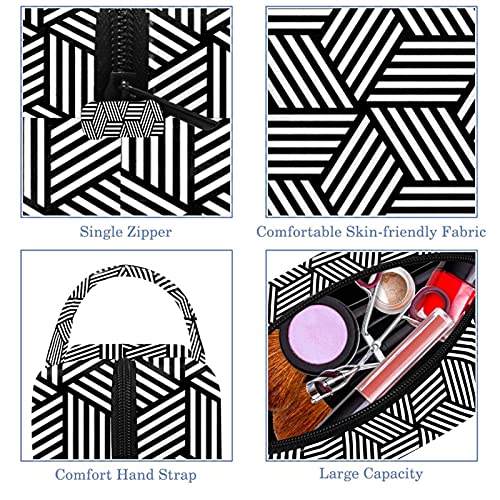Bolsa de maquiagem Bolsa de cosméticos Bolsa de saco de produtos de higiene de higiene pessoal em preto e branco com zíper e
