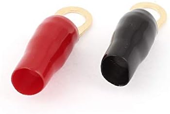 X-dree Par de manga PVC de manga preta vermelha Terminais de anel isolados conector (par de mangas pretas de pvc, confecctor