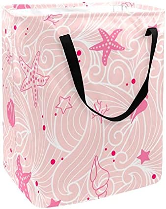 Estranho cesto de lavanderia rosa rosa grande cesta organizadora de pano cesto cesto dobrável cesto de roupa com alças