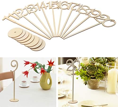 20pcs Número da mesa Stand Números de mesa de madeira Número de casamento Número de memorando portadores de clipes para