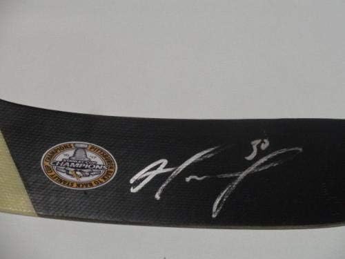 Matt Murray assinou o goleiro Pittsburgh Penguins Stanley Cup Champions Proof - Autografado NHL Sticks