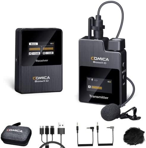 Comica BOOMX -D1 - Sistema de microfone sem fio para câmeras, câmeras de câmbio, smartphones, laptops, microfone de