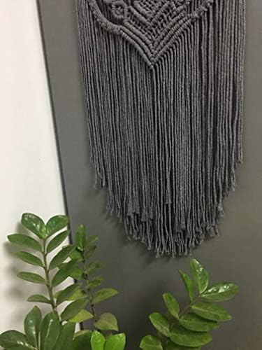 WinterDemaon Boho Grey Macrame Wall pendurado