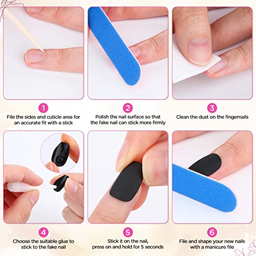 Pafuwei Matte Press curta em unhas, 24 Tamanho Falso unhas Falsas pregos de capa completa unhas falsas, acrílico pregos pressionam