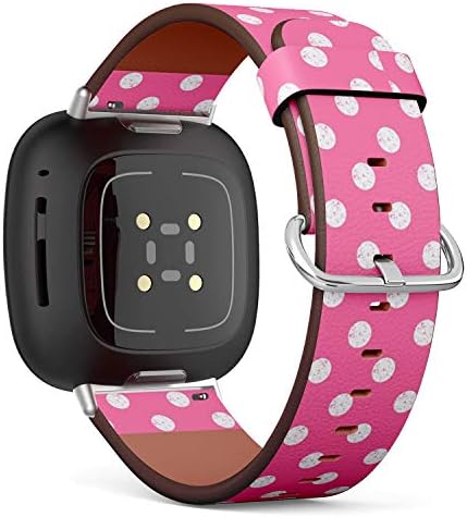 Banda de relógio de couro de substituição de Q -Beans, compatível com Fitbit Versa 3/4 e Fitbit Sense/Sense 2 - Polka Polka