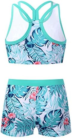 ChoomoMo Kids Girls Duas peças da roupa de dança Criss Cross Back Crop Top com Booty Shorts Awardwear