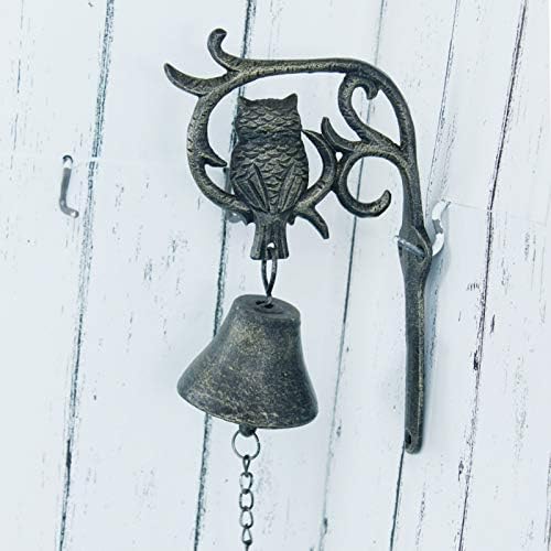 Bells Vintage Casado de ferro fundido da campainha, penduramento de parede com tingimento à mão, ornamento do jardim
