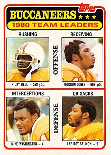 1981 Topps 169 Ricky Bell/Gordon Jones/Mike Washington/Lee Roy Selmon Buccaneers TL NFL Football Card NM-MT