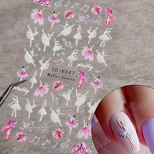 Adesivos de arte da flor de rosa, suprimentos de arte de borboleta suprimentos de unhas 5D Decalques de unhas em relevo estereoscópicas