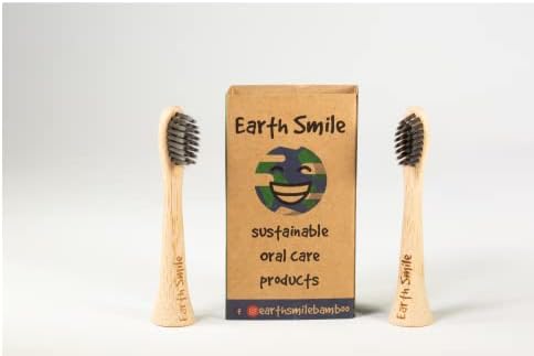 Sorriso de terra | Cabeças de escova de dentes electirc de bambu | Carvão cheia | ECO-AMENTE BIODEGRATIVO Sustentável | Compatível com