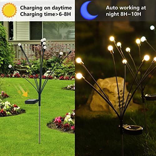 Luzes solares de bombeiros solares de 4 pacotes 40 LED LED STARBURST STARECHING GARDEN GARDEN LIGHT PODERADO DE LUZ LUZ