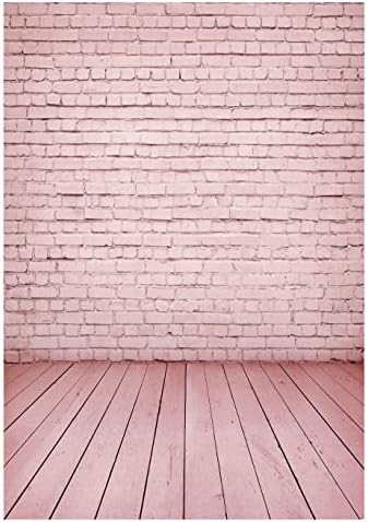 Allenjoy 8x12ft tecido macio parede de tijolos rosa com cenário de madeira para recém -nascidos menina princesa photoshoot background