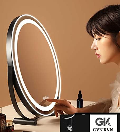 Espelho de vaidade de Gvnkvn 18 com luzes, espelho de maquiagem LED, espelho de maquiagem iluminado por espelho redondo grande com luzes,