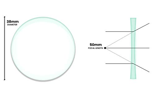 Lente côncava dupla, distância focal de 50 mm, diâmetro de 1,5 - lente de vidro esférico e trabalhado opticamente - bordas moídas, polido - ótimo para as salas de aula de física - Eisco Labs