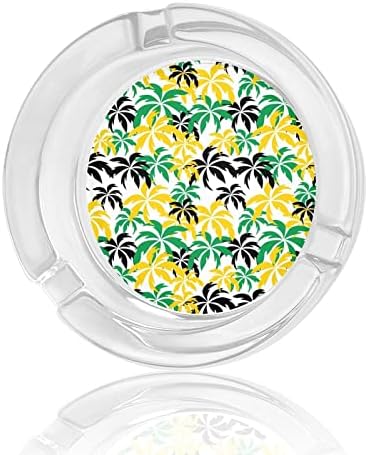 Palm Tree Jamaica Glass Ashtray para cigarros redondo bandejas de cinzas para escritório em casa e restaurantes