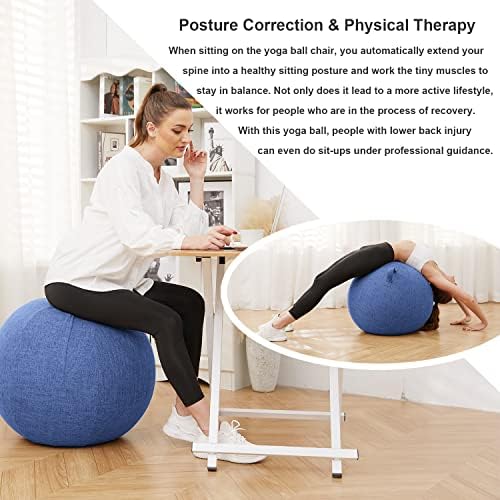 Cadeira de bola de exercícios de Toksay com tampa de tecido, cadeira de bola de ioga Pilates para a mesa do escritório em casa, a