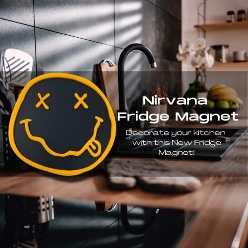 Ímã de geladeira Nirvana - ímã de refrigerador de logotipo da banda de face - Feito nos EUA