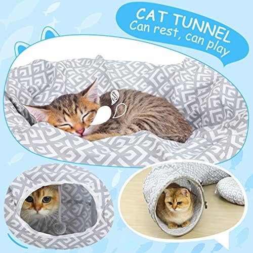 Borpein Cat Tunnel Cat Toy Cat Tunnel Bed for Indoor Cats Kitty Kitten Crinkle Collapisble Cat Donut Tunnels