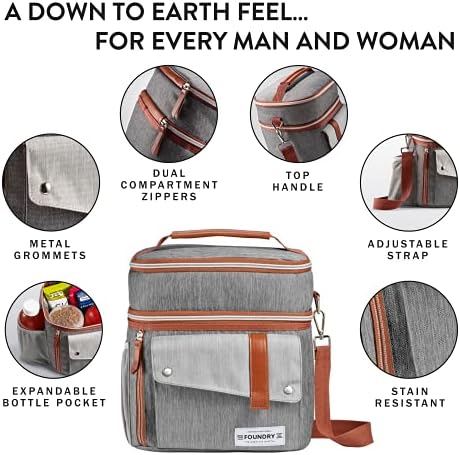 Fundição de Fit + Fresh, Wickenden Dual-Compartment Isoled Sagquagre para homens e mulheres, inclui quatro recipientes de