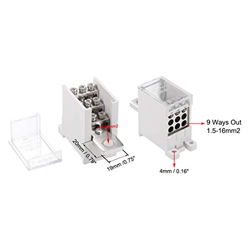 UXCELL 1 em 9 OUT Terminal Rail Terminal Blocos 690V 250A Bloco de distribuição de entrada máxima para disjuntor